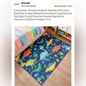New Kossmjx 3D Printed Dinosaur Rug 3'x4'
Play-mat, Cartoon, Machine Wash, Poly